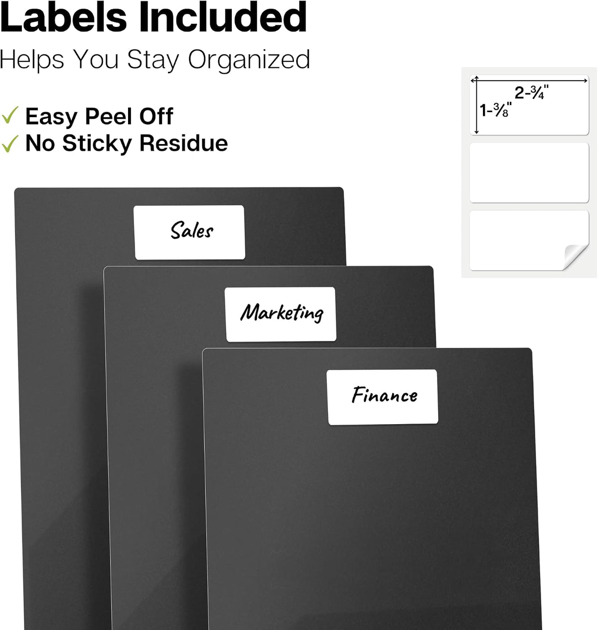 Dunwell Plastic 2-Pocket Folders, Black, 3 Pack, Heavy-Duty Poly