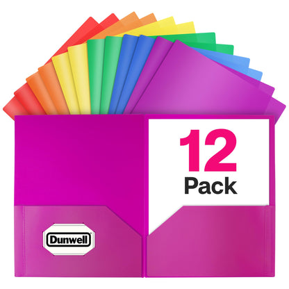 Dunwell Plastic 2-Pocket Folders, Black, 3 Pack, Heavy-Duty Poly