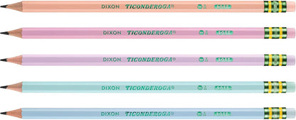 Ticonderoga Wood-Cased Pencils, Pre-Sharpened, #2 HB Soft, Pastel Colors