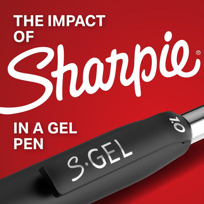 Sharpie S-Gel Gel Pens, Black Barrel, Medium Point (0.7mm), Black Gel Ink, 12 Count - Home, Office, School, Journaling, Writing, Note-Taking, Teacher Supplies