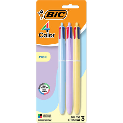BIC 4-Color Retractable Ballpoint Pen, 3-Count Pack, Comfortable Grip
