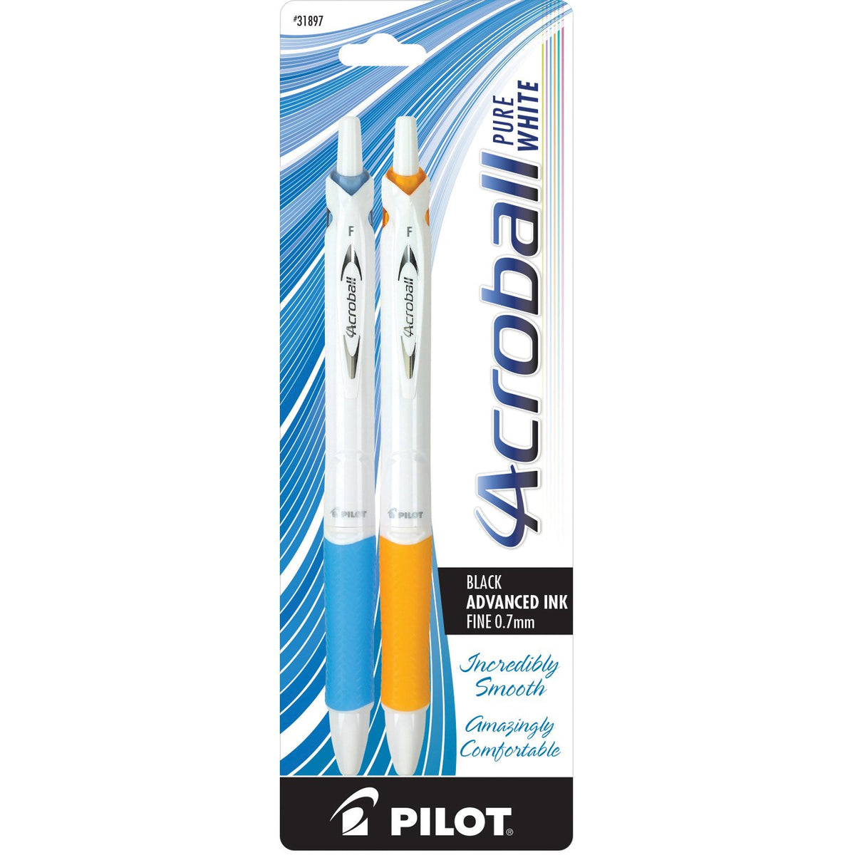 PILOT Acroball PureWhite Advanced Ink Ball Point Pens, 0.7mm, 5-Pack