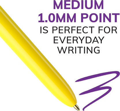 BIC 4-Color Retractable Ballpoint Pen, 3-Count Pack, Comfortable Grip