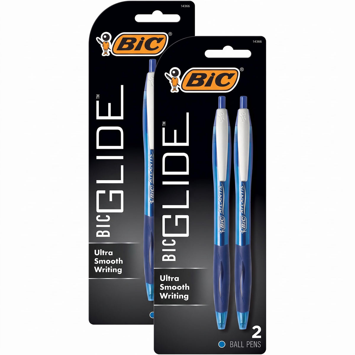 BIC Glide Black Retractable Ballpoint Pens, 1.0mm Medium Point, 4-Count