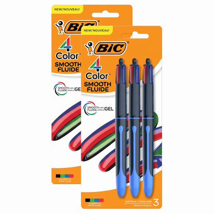 BIC 4-Color Original Retractable Ballpoint Pen, 1.0 mm Medium, 3-Count Pack