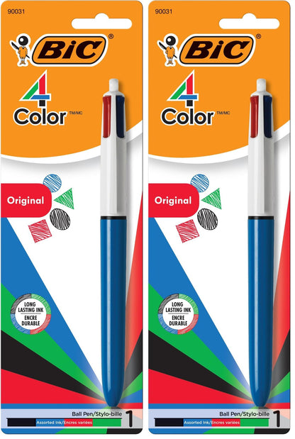 BIC 4-Color 3+1 Retractable Ballpoint Pen, 0.7 mm Pencil, 1 Count