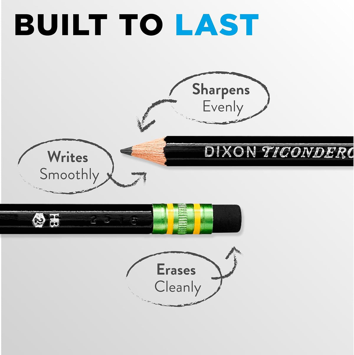 Ticonderoga Wood-Cased Pencils, 2 HB Soft, Black, 24 Count