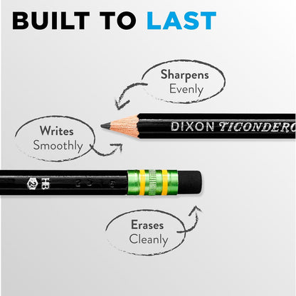 Ticonderoga Wood-Cased Pencils, 2 HB Soft, Black, 24 Count