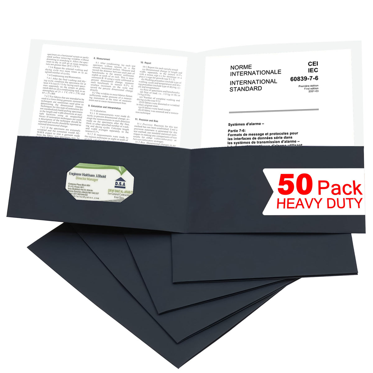 Zzrywuty 50 Packs Two Pocket File Folders with Business Card Slot,Textured Paper,Letter Size,Holds 100 Plus Sheets for School,Office,Business,Royal Blue