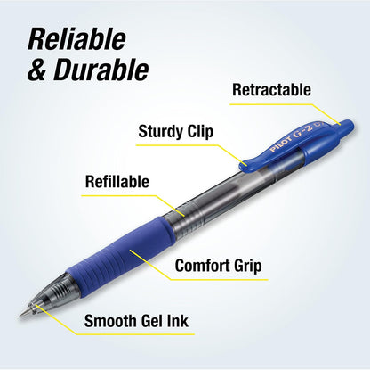 PILOT G2 Premium Gel Pens, Fine Point 0.7mm, Blue Ink, 4-Pack