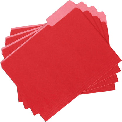Amazon Basics File Folders for Organization, Letter Size, 1/3 Cut Tab, Red, 36-Pack