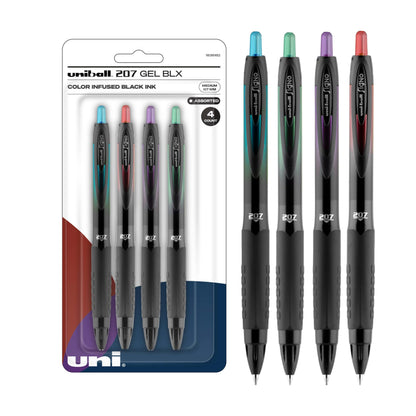 uniball™ 207 Gel Pens, Blue Ink, 0.7mm Medium Point, Retractable, 4 Count