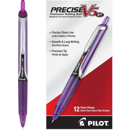 PILOT Precise V5 RT Retractable Rollerball Pens, 0.5mm, Black, 12-Pack