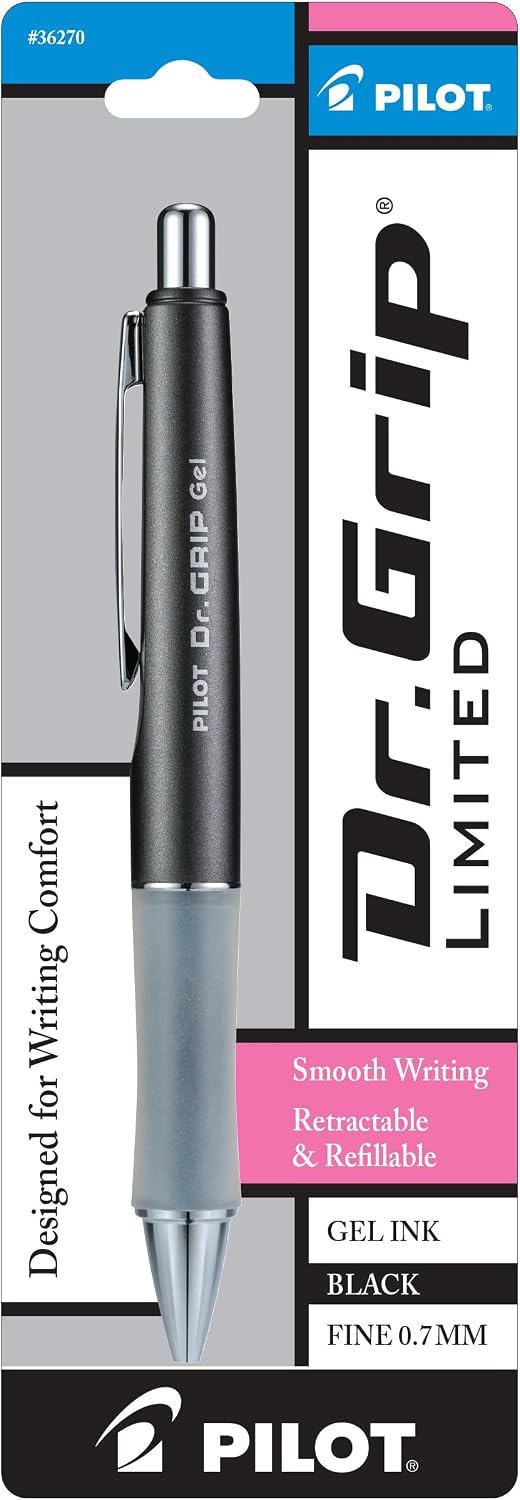 PILOT Dr. Grip Limited Gel Pen, Fine Point, Black Ink, Single Pen