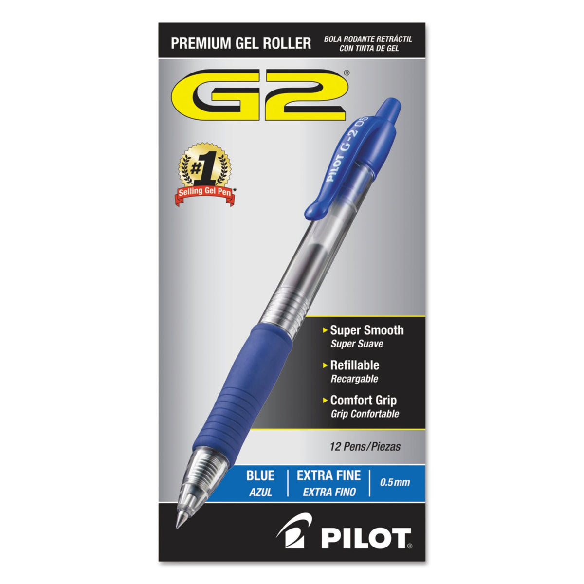 PILOT G2 Extra Fine Point Black Gel Ink Pens, Dozen Box, 31002