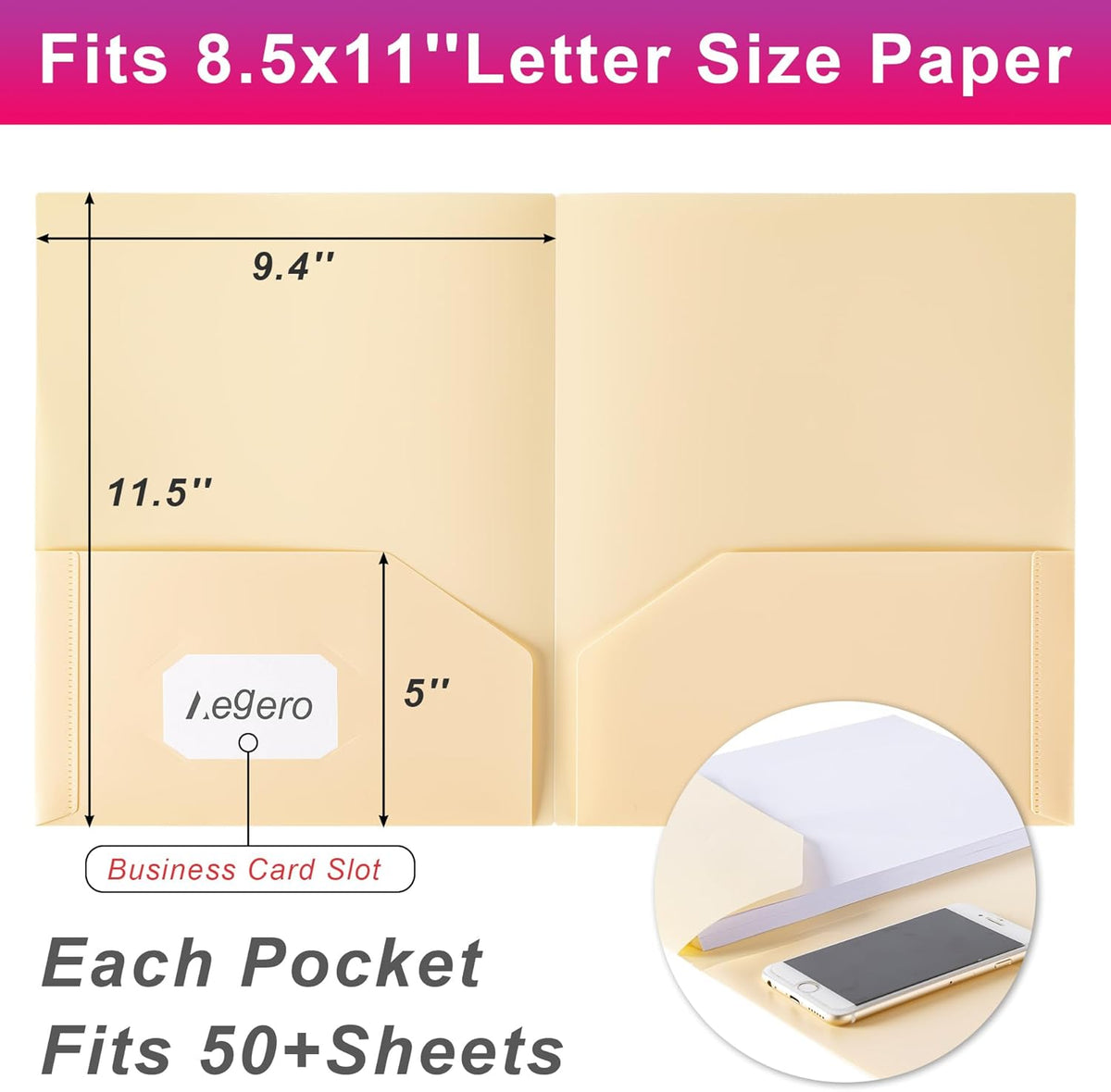 Aegero Plastic Folders with Pockets (7 Pack, Sweet Colors)
