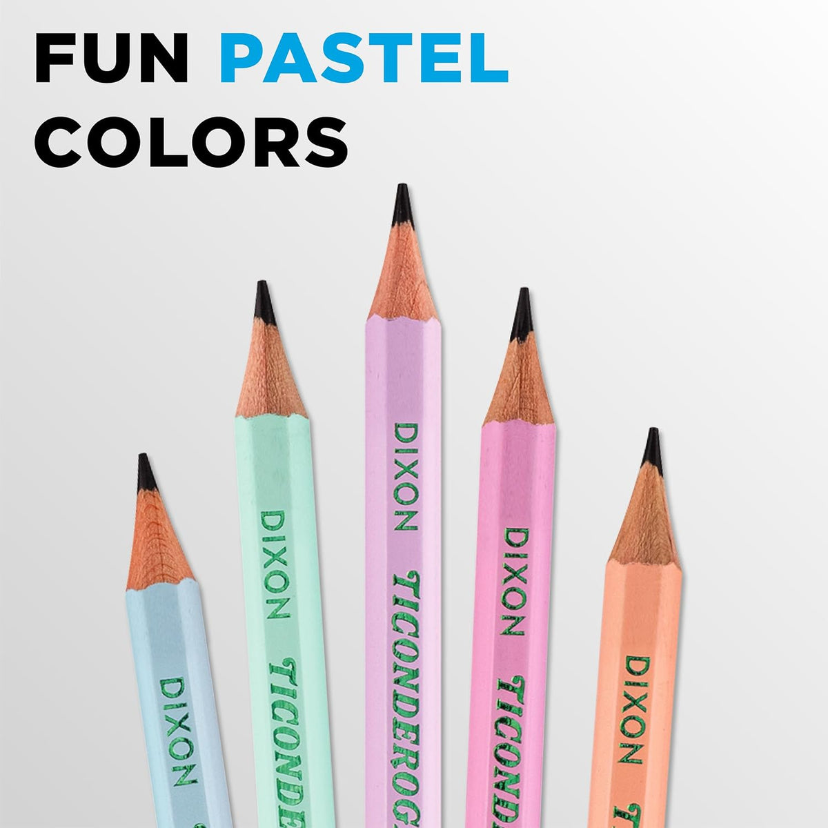 Ticonderoga Wood-Cased Pencils, Pre-Sharpened, #2 HB Soft, Pastel Colors