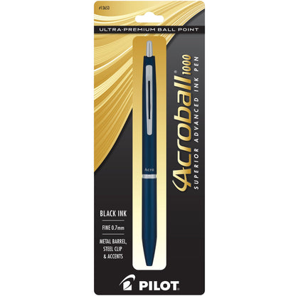 PILOT Acroball 1000 Ballpoint Pen, Blue Barrel, Black Ink, Single Pen