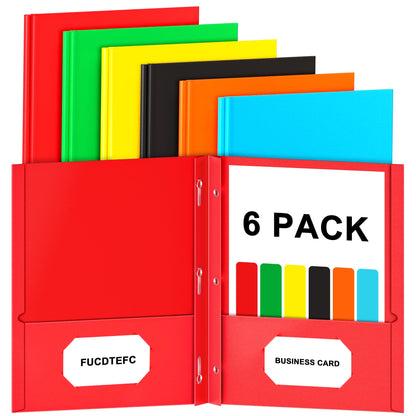 2 Pocket Folders with Prongs, 5 Pack Paper Folders with Pockets and Prongs