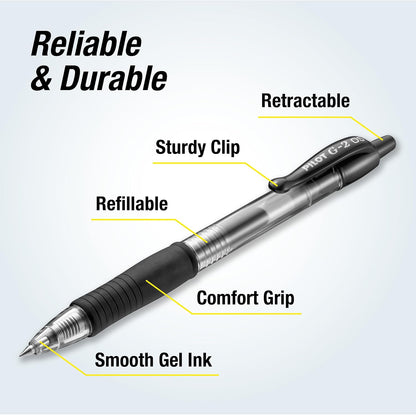 PILOT G2 Extra Fine Point Black Gel Ink Pens, Dozen Box, 31002