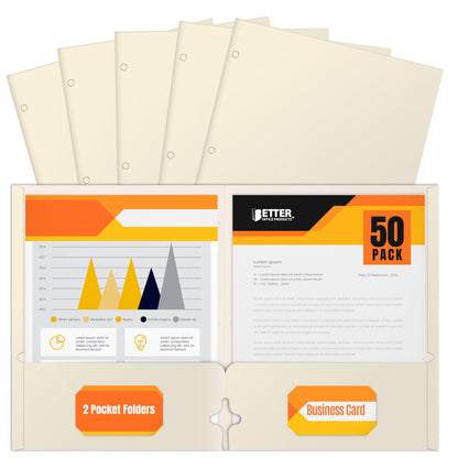 Better Office Products Two Pocket Portfolio Folders, 50-Pack, Dark Green, Letter Size Paper Folders, 50 Pieces, Hunter Green