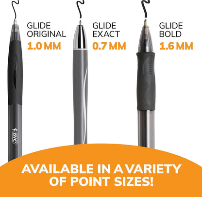 BIC Glide Black Retractable Ballpoint Pens, 1.0mm Medium Point, 4-Count