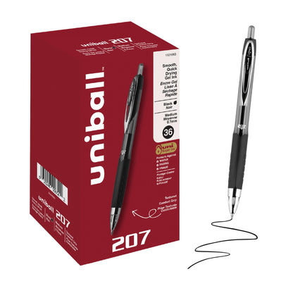 uniball™ 207 Gel Pens, Blue Ink, 0.7mm Medium Point, Retractable, 4 Count