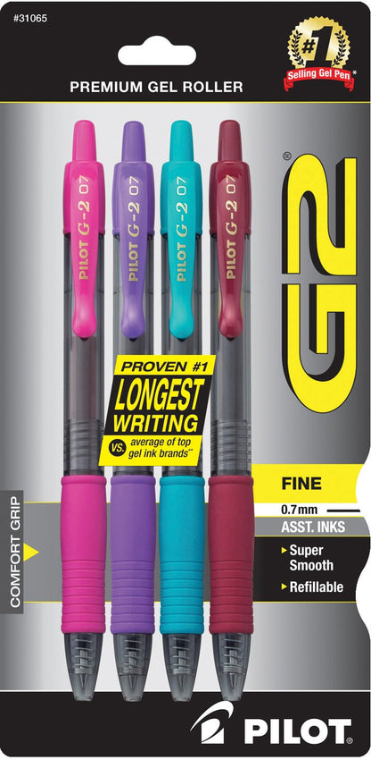 PILOT G2 Premium Gel Pens, Fine Point 0.7mm, Blue Ink, 4-Pack