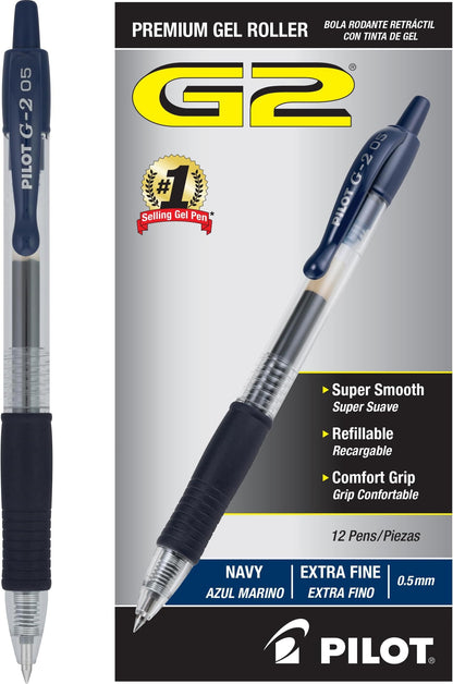 PILOT G2 Extra Fine Point Black Gel Ink Pens, Dozen Box, 31002