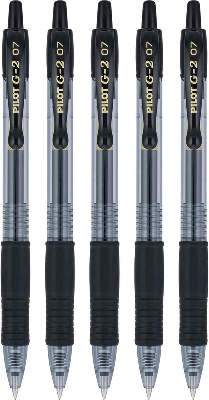 PILOT G2 Premium Gel Pens, Fine Point 0.7mm, Black Ink, 5-Pack