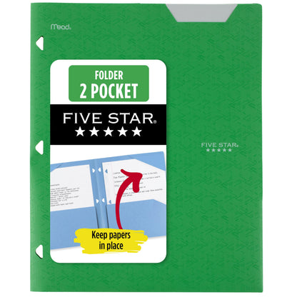 Five Star 2-Pocket Folder, Plastic Folder with Stay-Put Tabs, Fits 3-Ring Binder, Holds 8-1/2" x 11" Paper, Amethyst Purple (333420I-ECM)