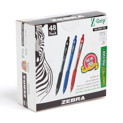 Zebra Pen Z-Grip Retractable Ballpoint Pen, Black/Blue, 1.0mm, 18-Pack