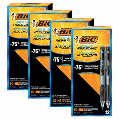 BIC Break Resistant Mechanical Pencils with Erasers, 4-Count Pack