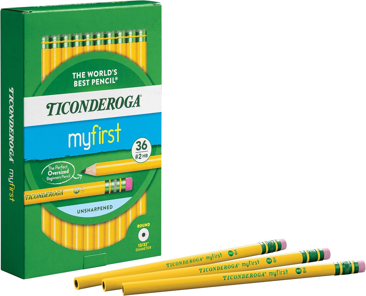 Ticonderoga My First Wood-Cased Pencils, #2 HB, Yellow, 36 Count