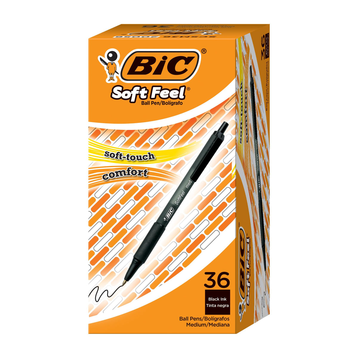 BIC Soft Feel Retractable Ballpoint Pen, 1.0 mm Medium Point, 36-Count