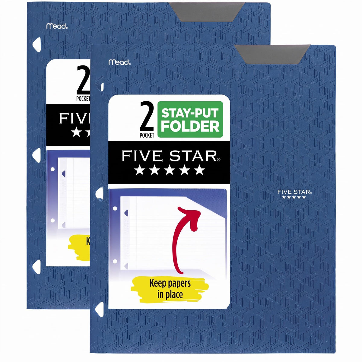 Five Star 2-Pocket Folder, Plastic Folder with Stay-Put Tabs, Fits 3-Ring Binder, Holds 8-1/2" x 11" Paper, Amethyst Purple (333420I-ECM)