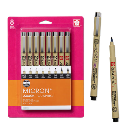 Sakura Pigma Micron Fineliner Pens, Black, Assorted Points - 6 Pack