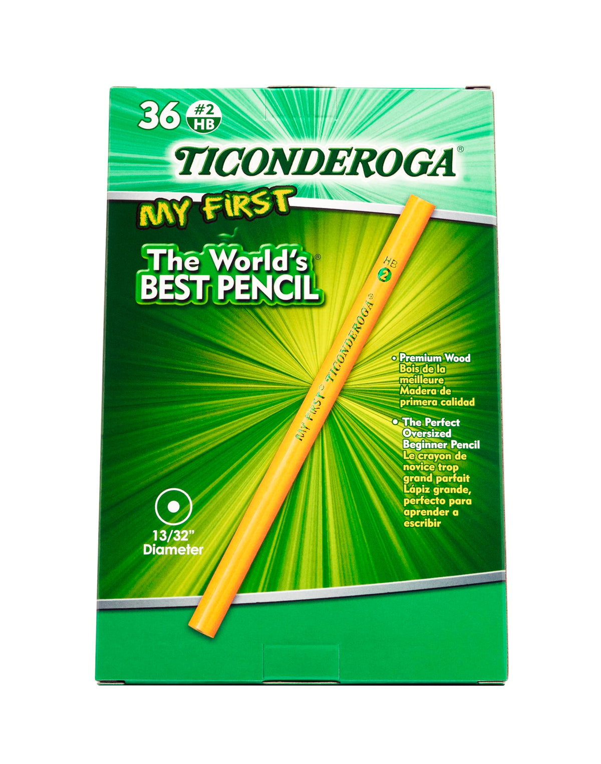 Ticonderoga My First Wood-Cased Pencils, #2 HB, Yellow, 36 Count