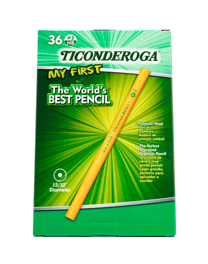 Ticonderoga My First Wood-Cased Pencils, #2 HB, Yellow, 36 Count