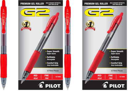 PILOT G2 Premium Gel Pens, Fine Point 0.7mm, Black Ink, 12-Pack