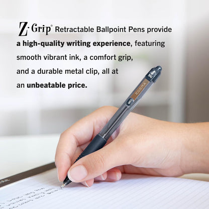 Zebra Pen Z-Grip Retractable Ballpoint Pen, Black/Blue, 1.0mm, 18-Pack