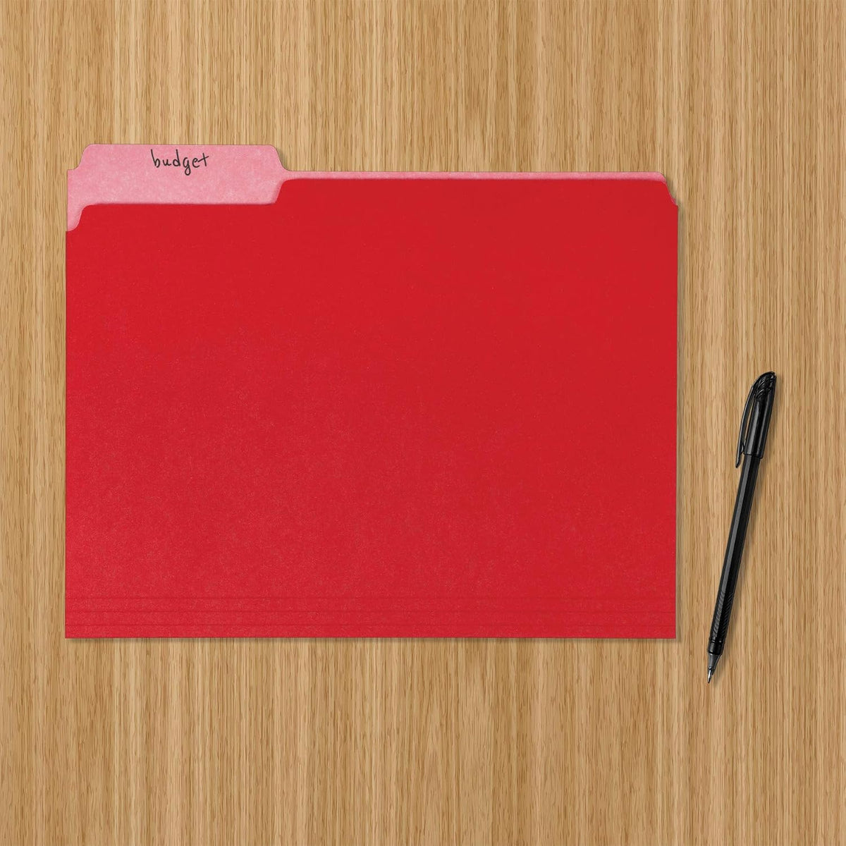 Amazon Basics File Folders for Organization, Letter Size, 1/3 Cut Tab, Red, 36-Pack