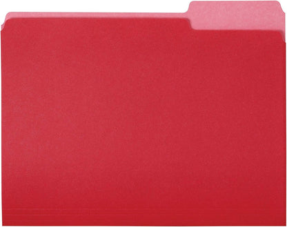 Amazon Basics File Folders for Organization, Letter Size, 1/3 Cut Tab, Red, 36-Pack