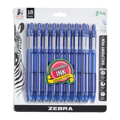 Zebra Pen Z-Grip Retractable Ballpoint Pen, Black Ink, 1.0mm, 24 Bulk-Pack