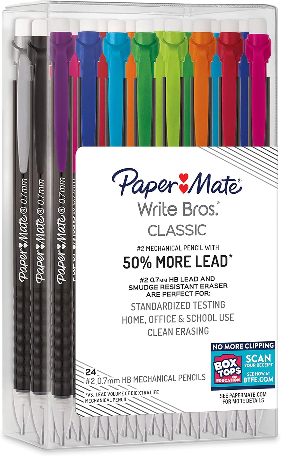 Paper Mate Mechanical Pencils, Write Bros. Classic Number 2 Pencil, 0.7mm, 24 Count - Classroom Supplies, Back to School, Great for Standardized Tests