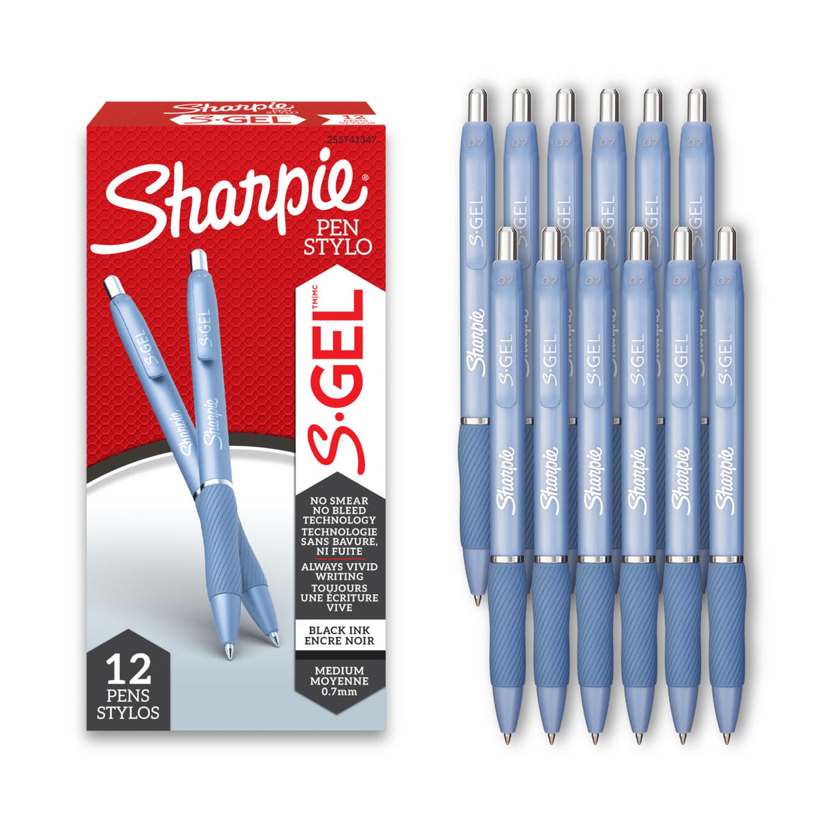 Sharpie S-Gel Gel Pens, Pearl White Body, Black Ink, Medium Point (0.7mm), 12 Count - For Journaling, Writing, Note-Taking, School, Office Supplies
