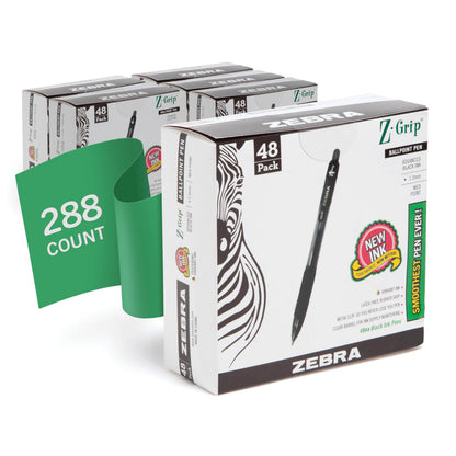 Zebra Pen Z-Grip Retractable Ballpoint Pen, Black/Blue, 1.0mm, 18-Pack