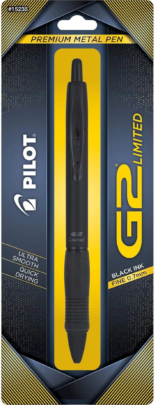 PILOT G2 Limited Matte Black Gel Pen, Fine Point 0.7mm, Black Ink, 1-Pack