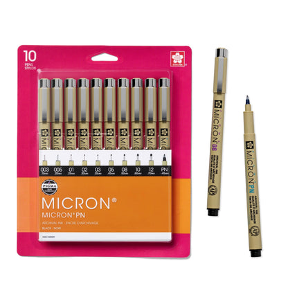Sakura Pigma Micron Fineliner Pens, Black, Assorted Points - 6 Pack