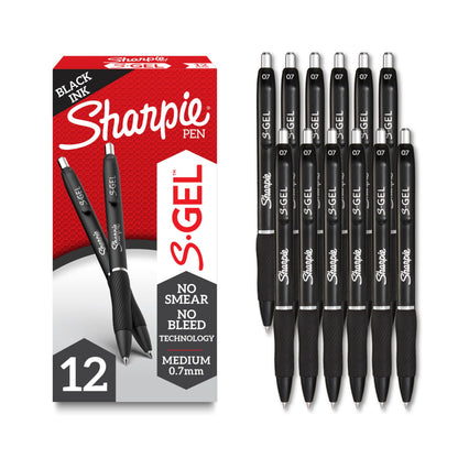 Sharpie S-Gel Retractable Gel Pen, Medium Point, Black Ink, 4/Pack (2096134)